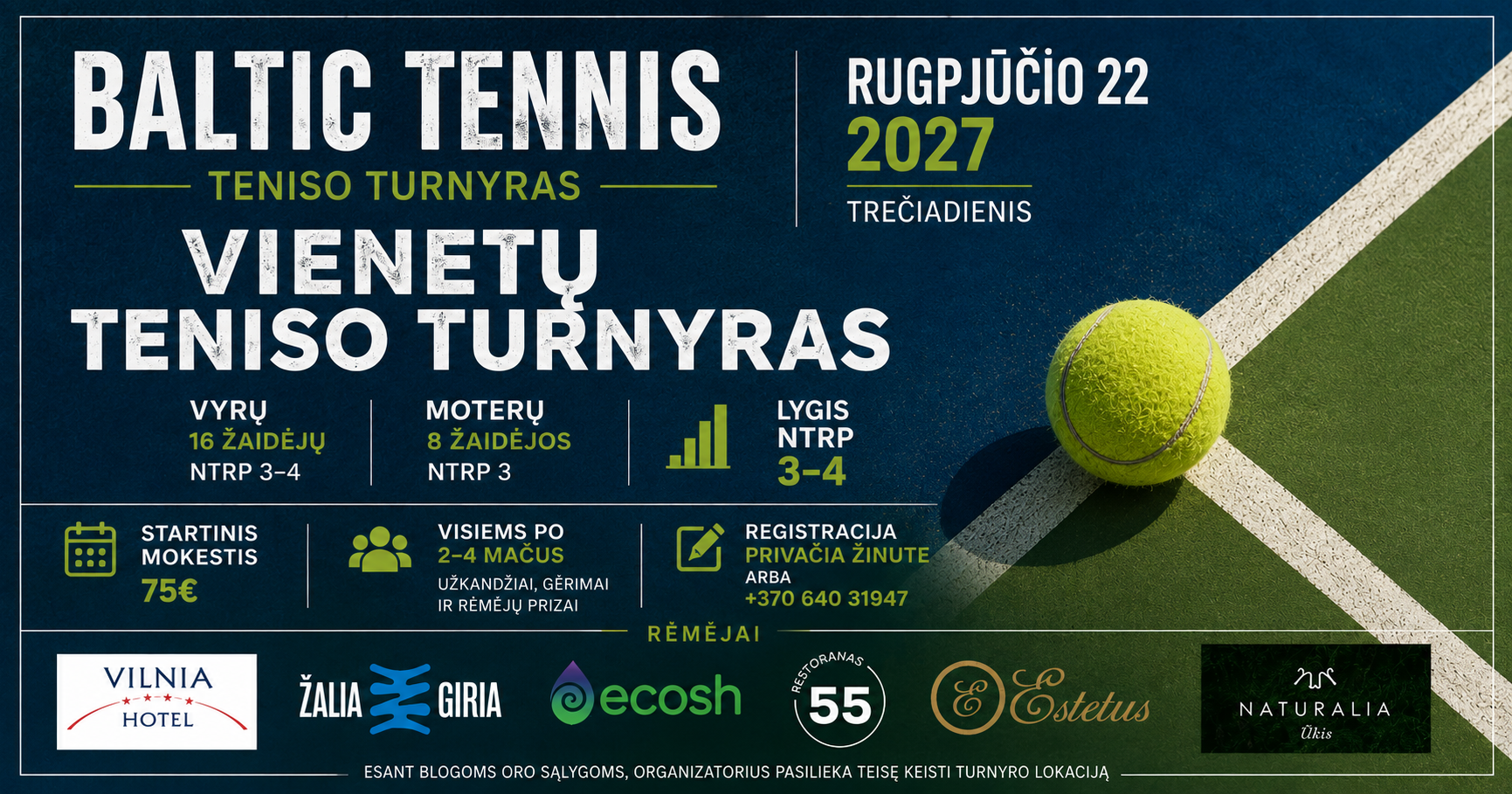 Baltic Tennis vyrų ir moterų vienetai — Moterys – vienetai turnyro vizualas